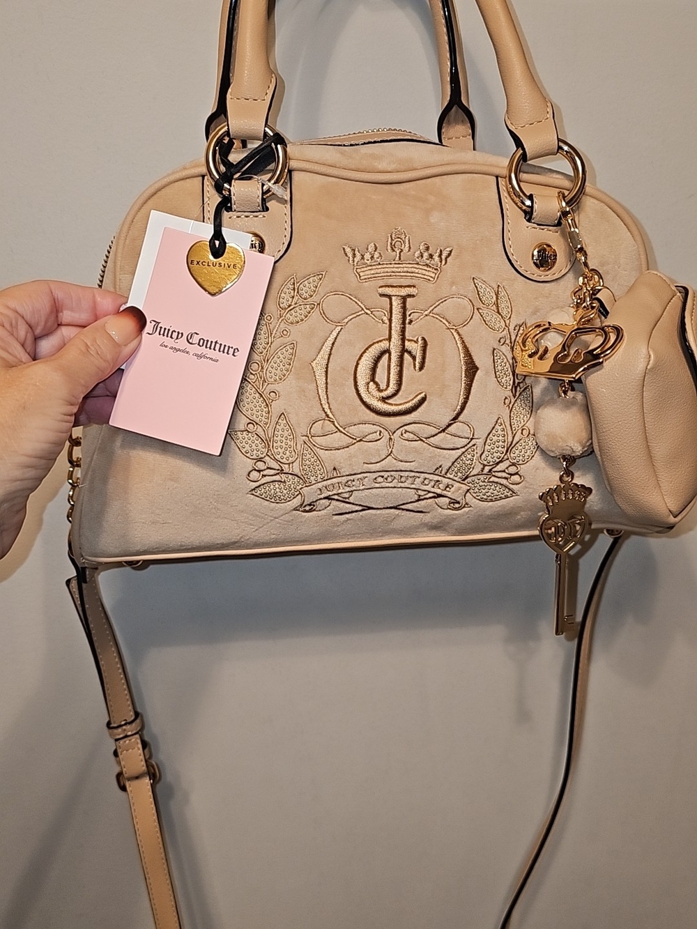 Juicy Couture Buff Beige Sparkle Royal Satchel